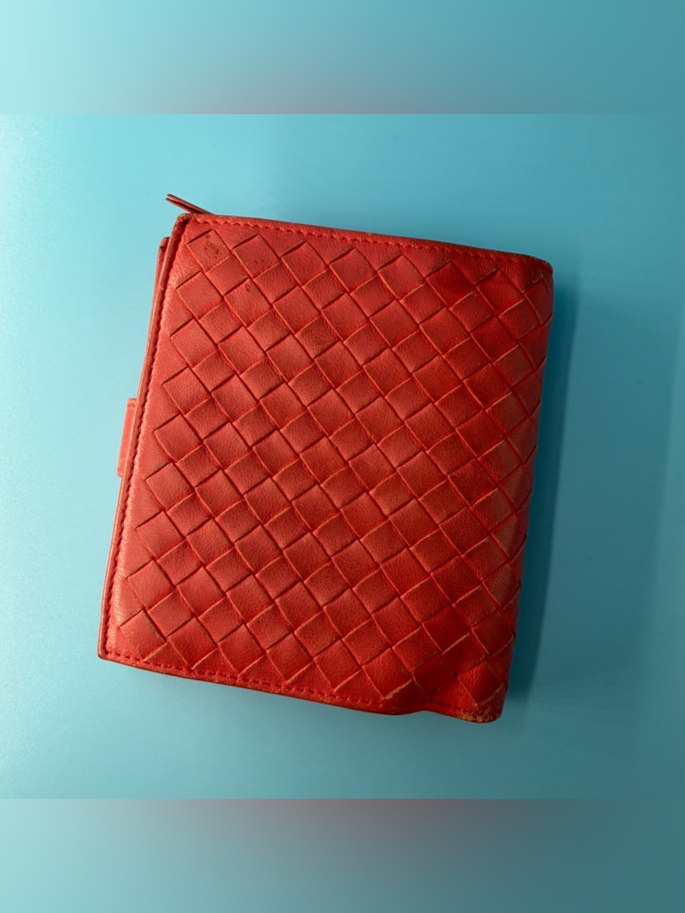 Bottega Veneta Coral Leather Compact Snap Wallet Zip Italy - Picture 3 of 7